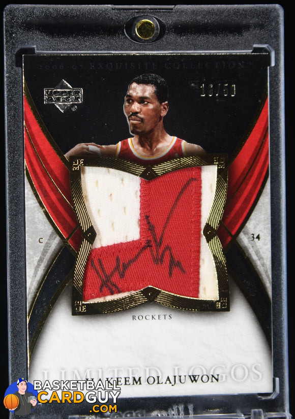 Hakeem Olajuwon 2006 - 07 Exquisite Collection Limited Logos #LLHO #/50 auto, autograph, basketball card, game used, numbered