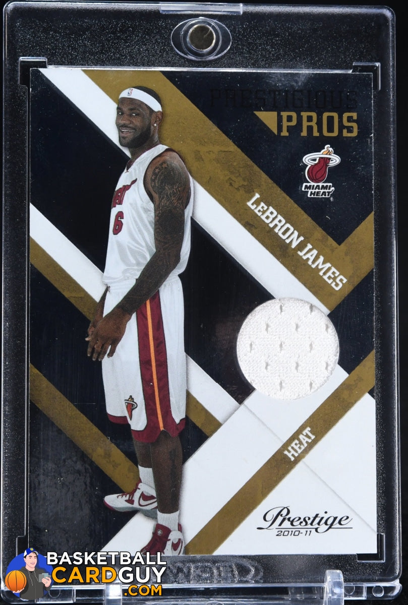 LeBron James 2010-11 Prestige Playmakers #16 Card Heat Game Worn Jersey  Swatch