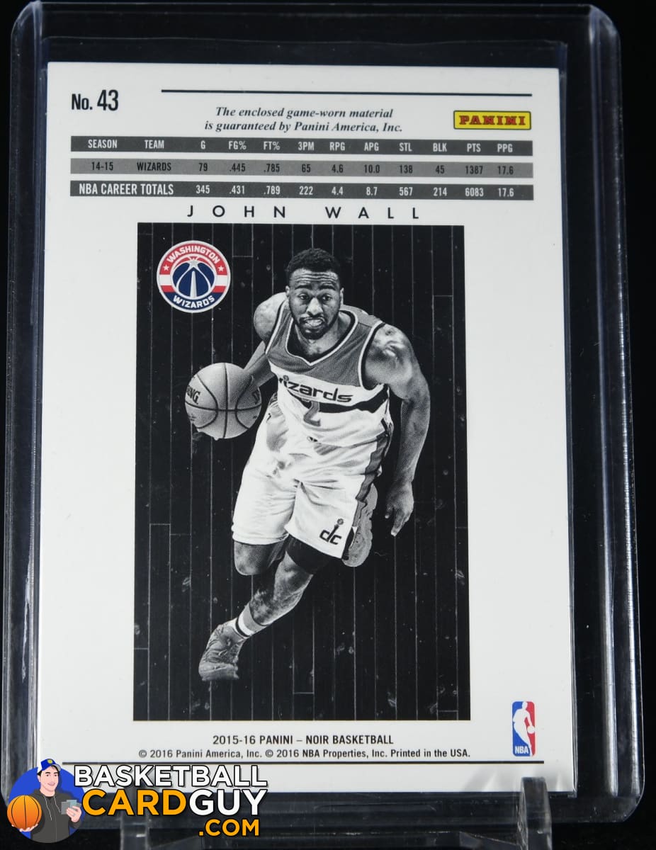 2015-16 Panini Noir Jumbo Materials Prime #43 John Wall #/25