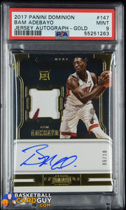 Bam Adebayo 2017-18 Panini Dominion Gold #147 JSY AU PATCH RPA PSA 9 #/10 autograph, basketball card, graded, numbered, patch