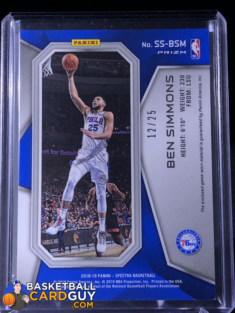 Ben Simmons 2018-19 Panini Spectra Spectacular Swatches Neon Green