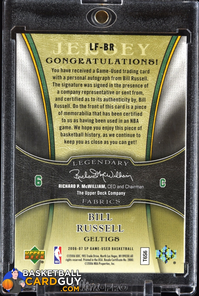 Bill Russell Boston Celtics Autographed 2006-07 Upper Deck Chronology Relic  #186 #5/10 Card