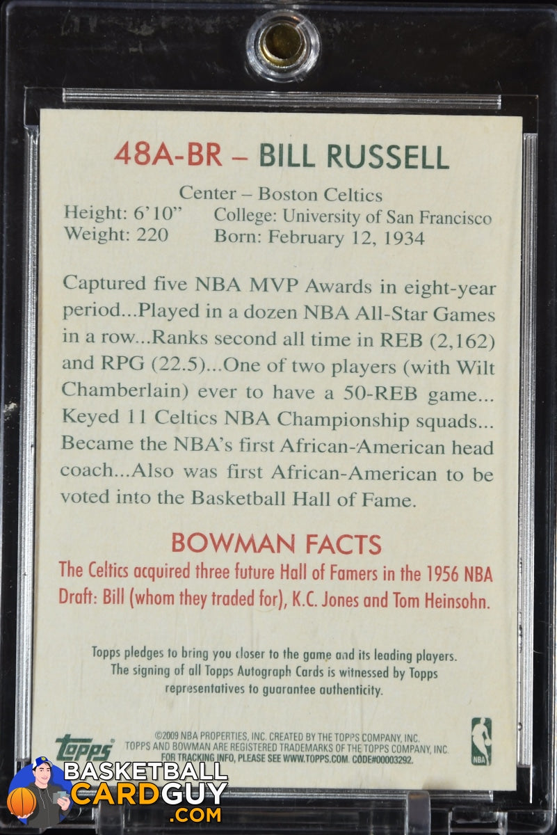 Bill Russell 2009-10 Bowman 48 Autographs #48ABR – Basketball Card Guy