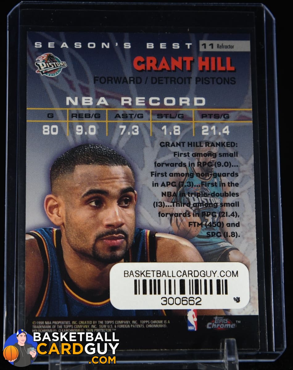 GRANT HILL 1999-00 Topps Chrome Basketball Card # 42 Detroit Pistons NBA HOF