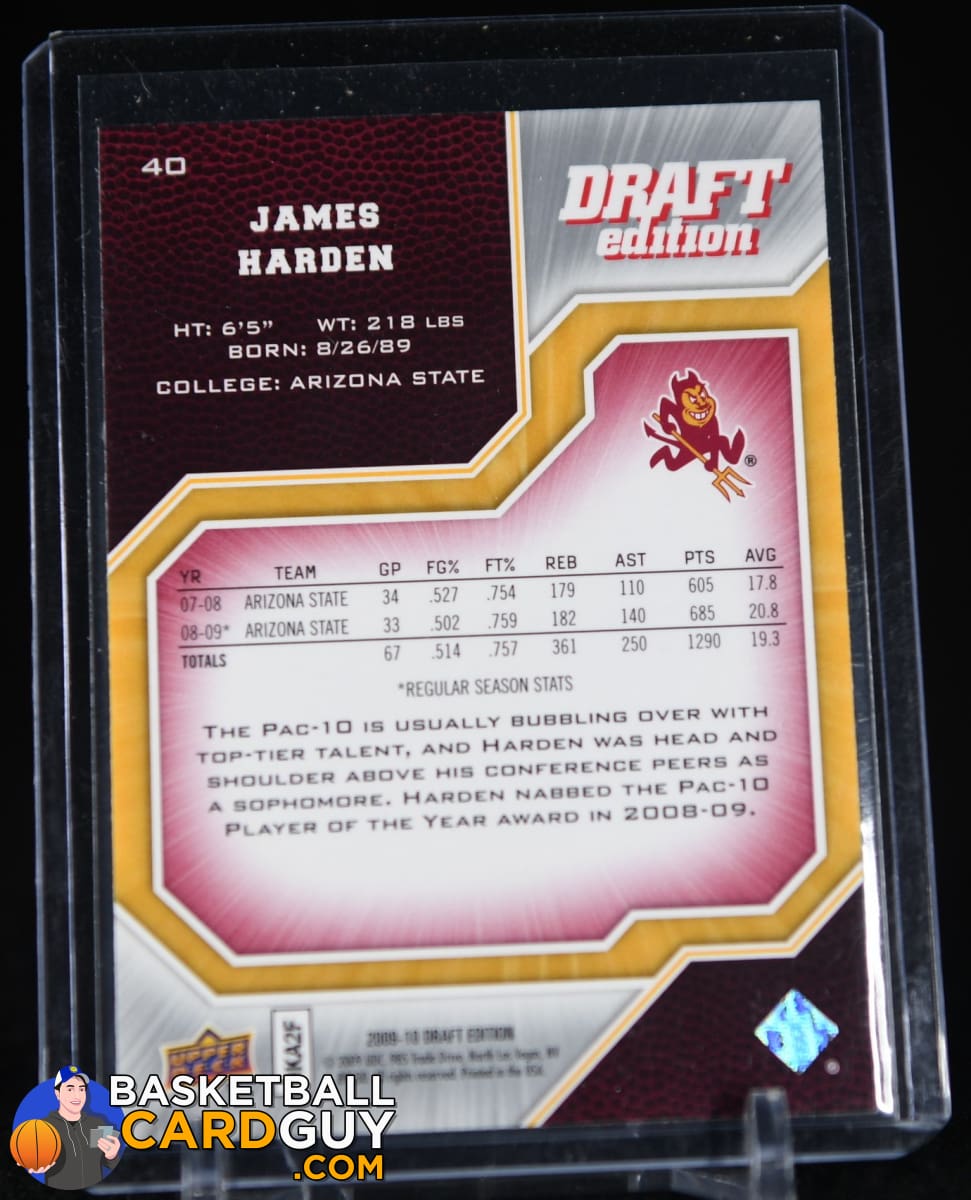 James Harden Signed Slabbed 2009 UD Draft Edition #40 Rookie Card