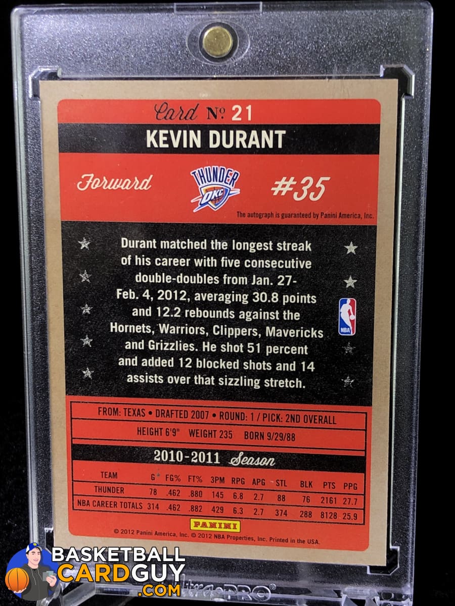 Kevin Durant 2011-12 Panini Past and Present Autographs #21