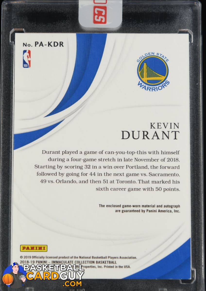 Kevin Durant 2018-19 Immaculate Collection Acetate Patch Autographs #/25