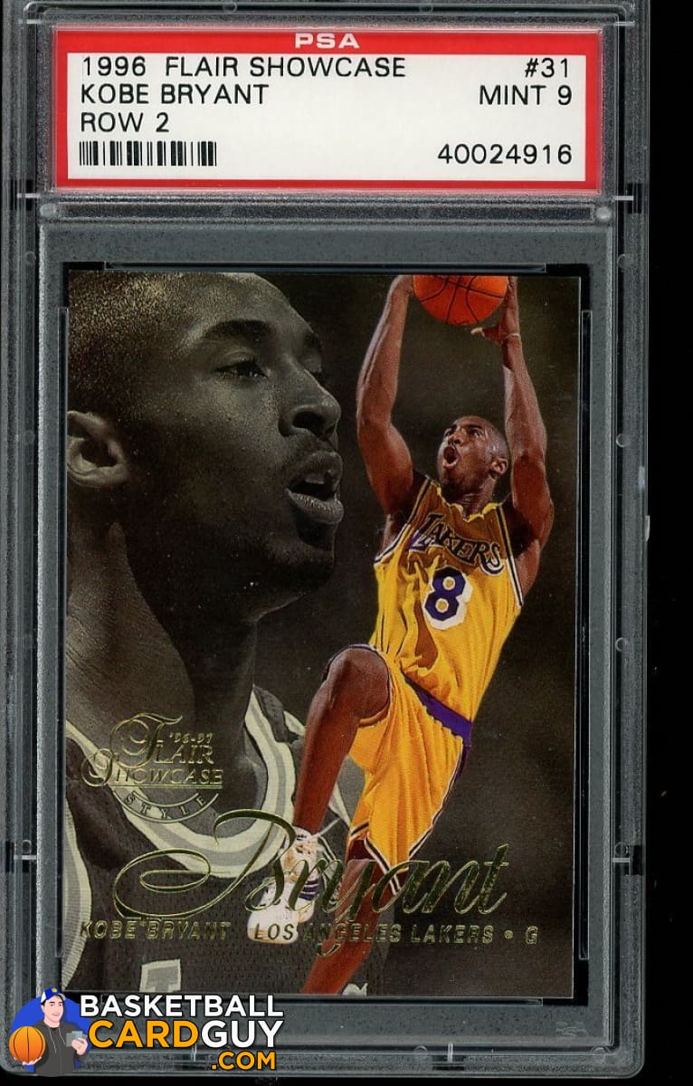 Kobe Bryant 1996-97 Flair Showcase Row 2 #31 RC PSA 9 MINT Basketball Card Guy Kobe Bryant 1996-97 Flair Showcase Row 2 #31 RC PSA 9 MINT Basketball Card Guy