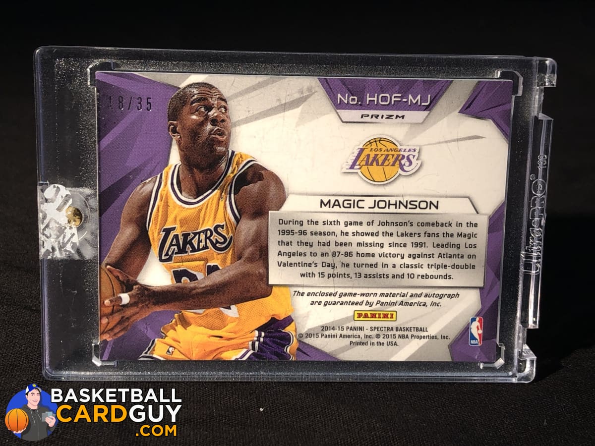 Magic Johnson 2014-15 Panini Spectra Hall of Fame Autograph Materials #/35