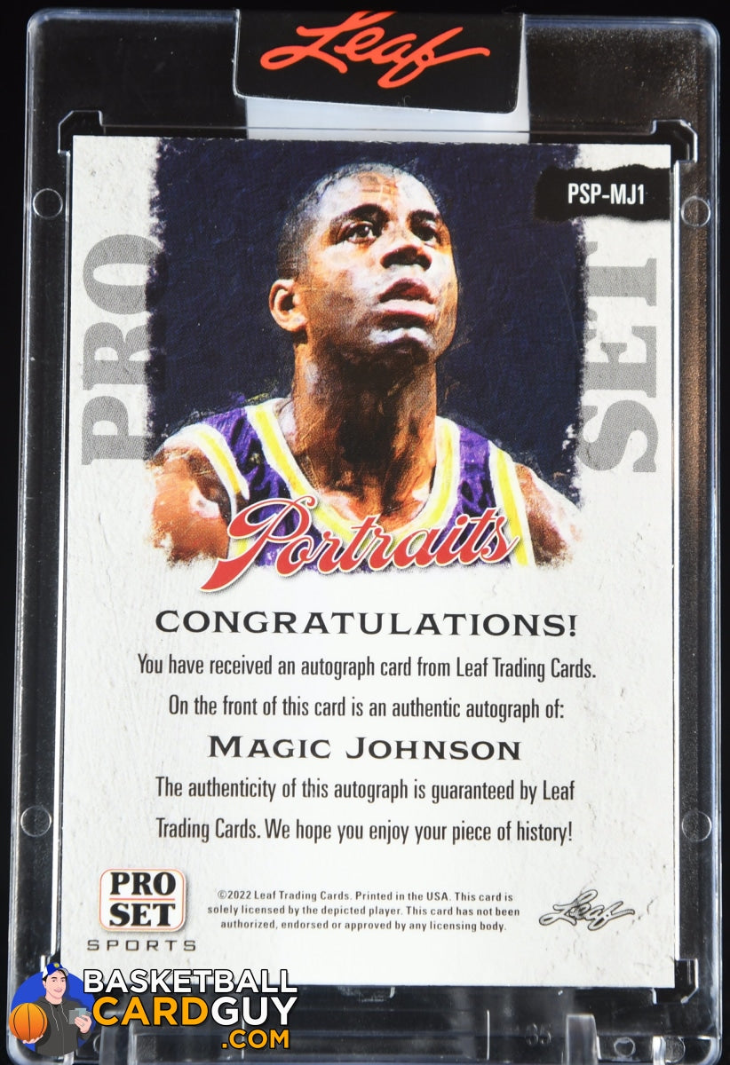 Press Pass Collectibles Magic Johnson Signed Black Pro Style Jersey Numbers Gold Trim BAS Witness