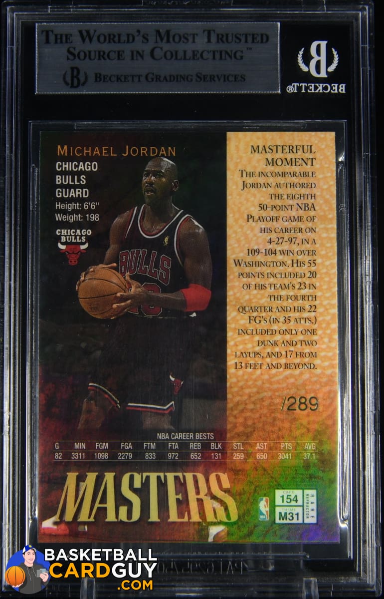 Michael Jordan 1997-98 Finest Refractors #154 GOLD REFRACTOR #NNO/289 BGS  8.5 (POP 17)