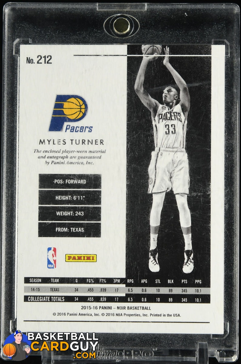 Myles Turner 2015-16 Panini Noir #212 BW JSY AU RPA #/99