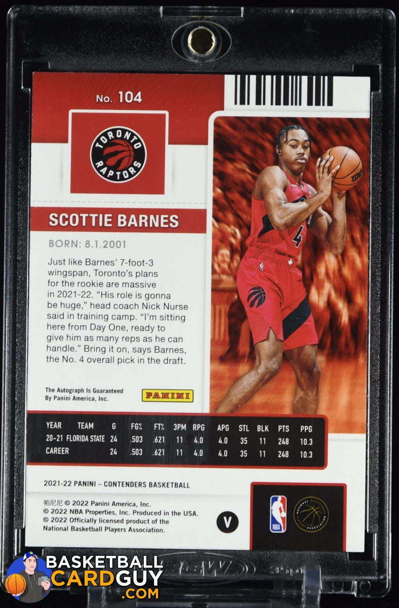 Scottie Barnes 2021-22 Panini Contenders Playoff Ticket #104 AU #/99
