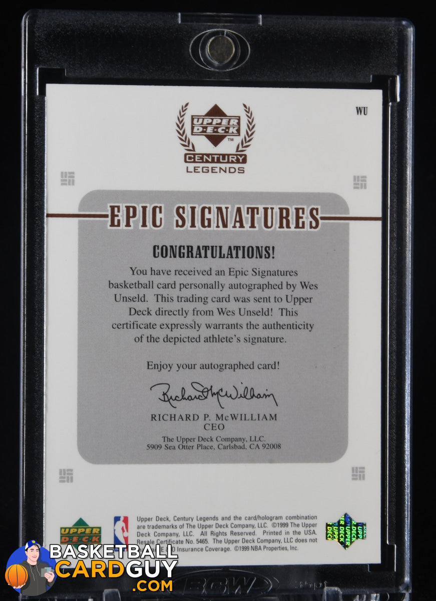 Wes Unseld 1999 Upper Deck Century Legends Epic Signatures #WU ...