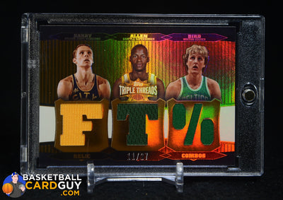 2007 LARRY BIRD RICK BARRY RAY ALLEN TOPPS TRIPLE THREADS TRIPLE RELIC #/27