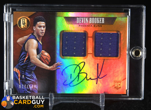 2015-16 Panini Gold Standard #245 Devin Booker JSY AU RC #/149 auto, autograph, basketball card, jersey, numbered