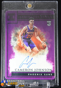 2019-20 Panini Impeccable Stainless Stars Autographs Purple #15 Cameron Johnson/49 autograph, basketball card, numbered, rookie card