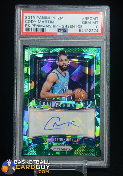 2019-20 Prizm Cody Martin Rookie Penmanship Green Ice Auto #/16
