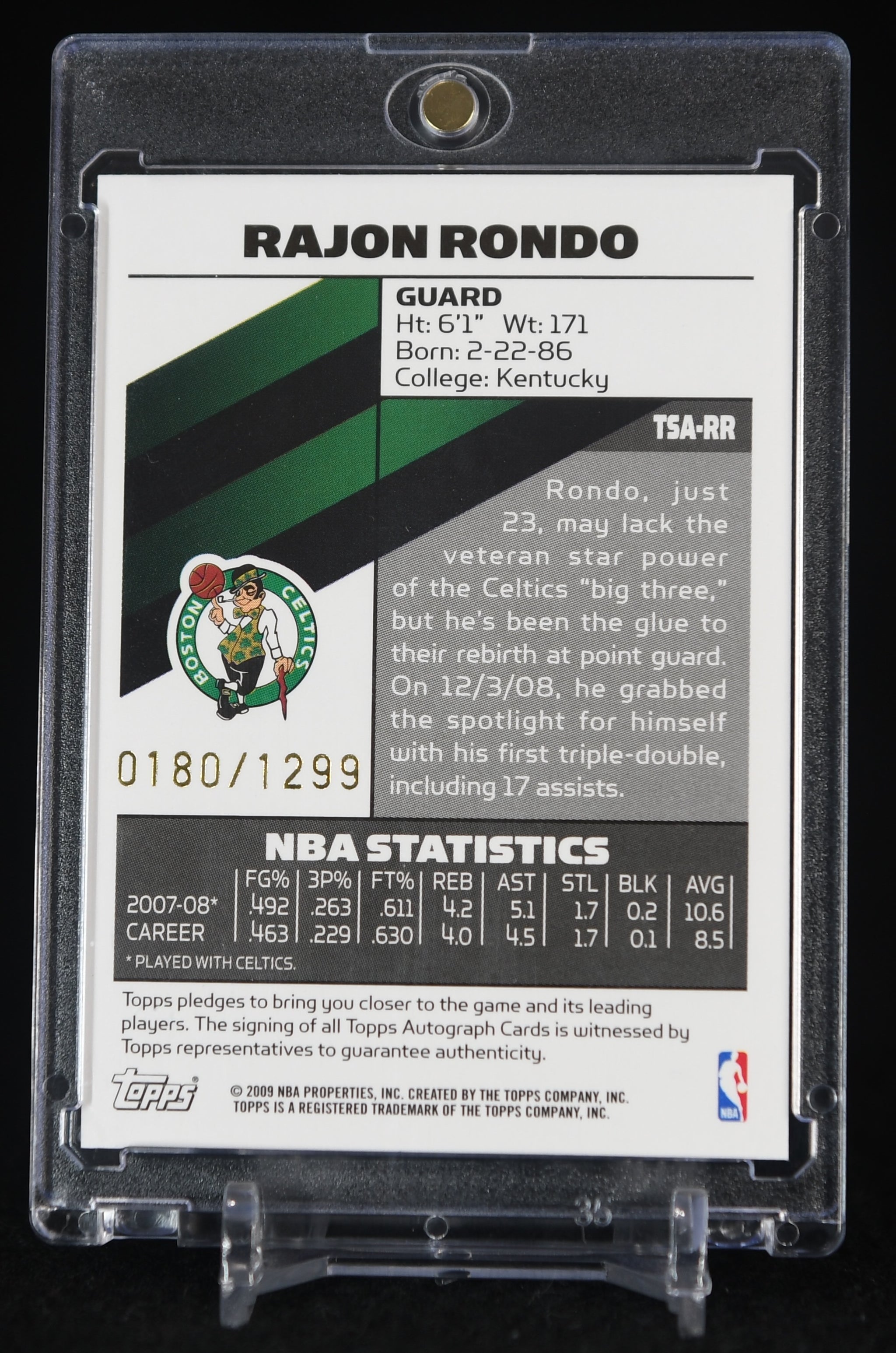 Rajon Rondo 2008-09 Topps Signature Autographs #TSARR #/1299 