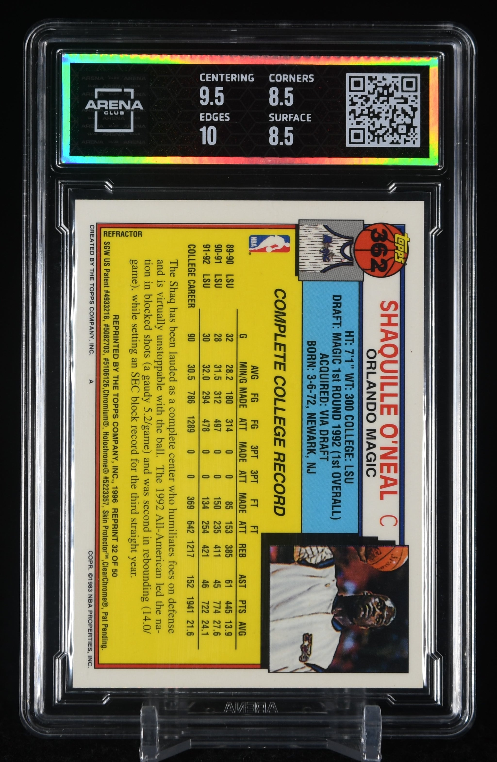 Shaquille O'Neal 1996-97 Topps Finest Reprints Refractors #32