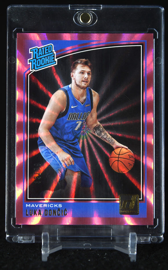 Luka Doncic 2018-19 Donruss Holo Pink Laser #177 RR RC #38/79