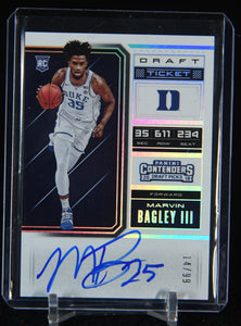 Marvin Bagley III 2018-19 Panini Contenders Draft Picks Draft Ticket #53 AU #/99