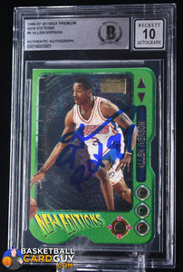 Allen Iverson 1996-97 Skybox Premium New Editions RC Beckett Autograph Inscribed ROY 97 BGS 10 autograph, basketball card, graded, rookie