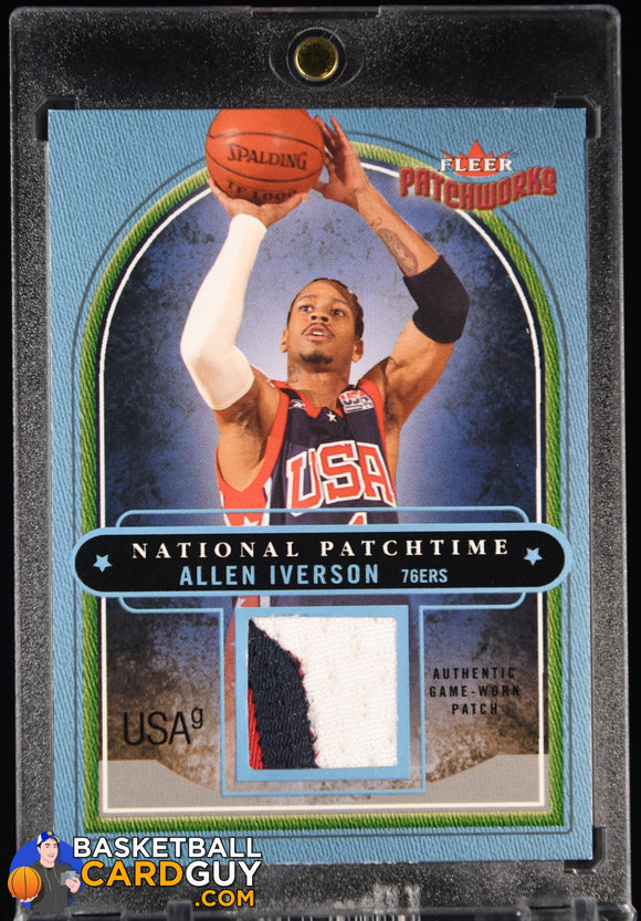 Allen Iverson 2003 - 04 Fleer Patchworks National Patchtime Jerseys USA Patches #AI #/75 basketball card, game used, numbered, patch