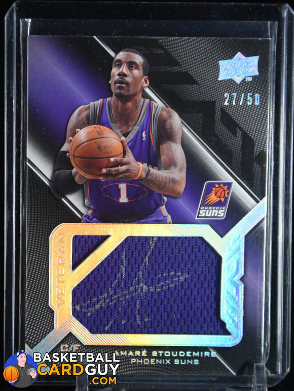 Amare Stoudemire 2008 - 09 UD Black Veteran Signed Jersey Pieces #SPVAS #/50 autograph, basketball card, jersey, numbered