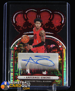 Anfernee Simons 2022-23 Crown Royale Crown Autographs Asia Red #16 #/18 autograph, basketball card, numbered