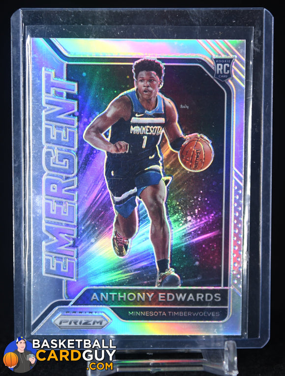 Anthony Edwards 2020-21 Panini Prizm Emergent Prizms Silver #3 basketball card, rookie card