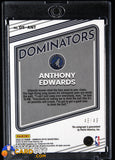 Anthony Edwards 2022 - 23 Donruss Optic Dominators Signatures #4 #/49 autograph, basketball card, numbered