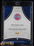 Ben Wallace/Chauncey Billups 2016-17 Immaculate Collection Dual Autographs #/49 autograph, basketball card, numbered