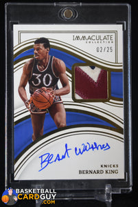 Bernard King 2022-23 Immaculate Collection Patch Autographs #22 Best Wishes #/25 autograph, basketball card, numbered, patch