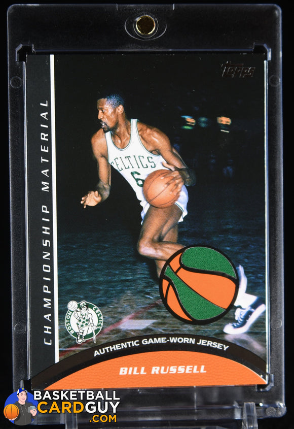 Bill Russell 2009 - 10 Topps Championship Materials #CMBR D basketball card, game used, jersey