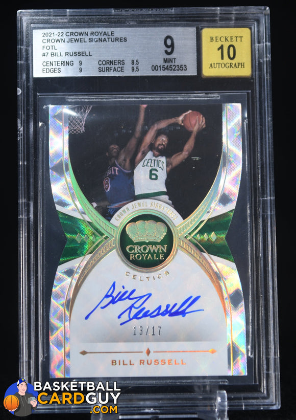 Bill Russell 2021-22 Crown Royale Crown Jewel Signatures FOTL #7 #/17 autograph, basketball card, graded, numbered