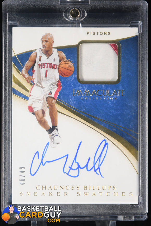 Chauncey Billups 2019-20 Immaculate Collection Sneaker Swatches Signatures #17 #/49 autograph, basketball card, game used, numbered, patch