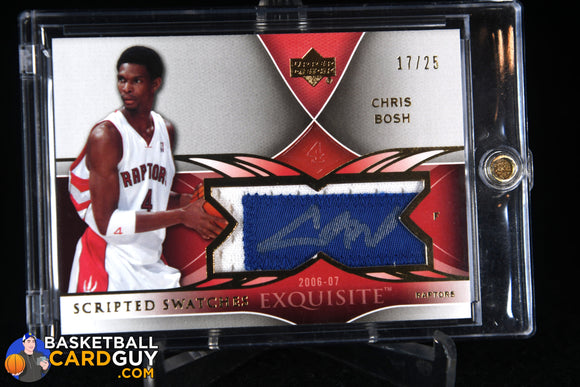 Chris Bosh 2006 - 07 Exquisite Collection Scripted Swatches #/25 auto, autograph, basketball card, game used, numbered