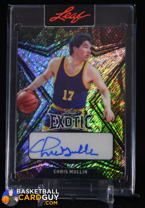 Chris Mullin 2022-23 Leaf Exotic Diagonal Shimmer Snakeskin #BACM1 #/9 autograph, basketball card, numbered