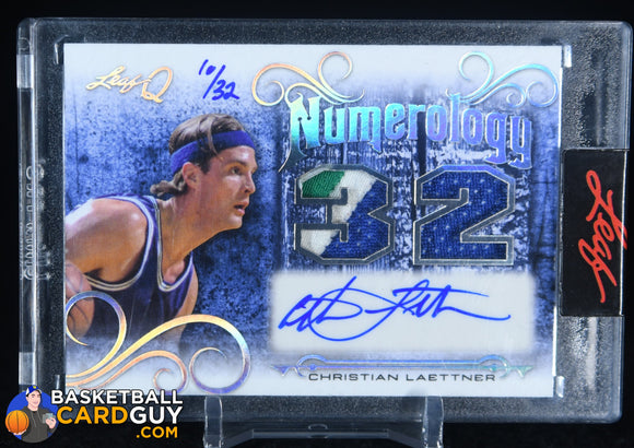 Christian Laettner Ultimate Sports Leaf Numerology Auto Patch #/32 autograph, basketball card, numbered, patch