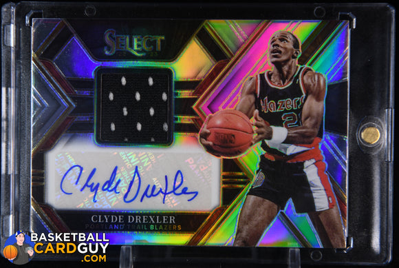 Clyde Drexler 2022 - 23 Select Autograph Memorabilia #29 #/99 auto, autograph, basketball card, game used, jersey