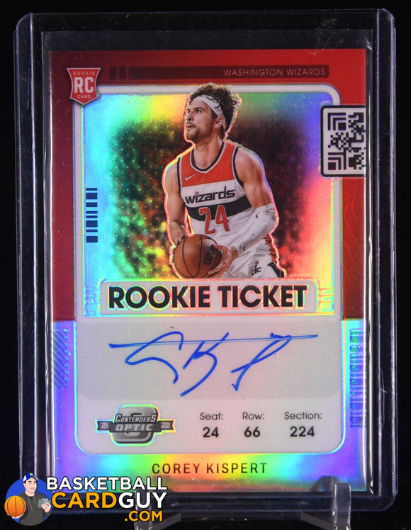 Corey Kispert 2021-22 Panini Contenders Optic #102 AU RC autograph, basketball card, rookie card