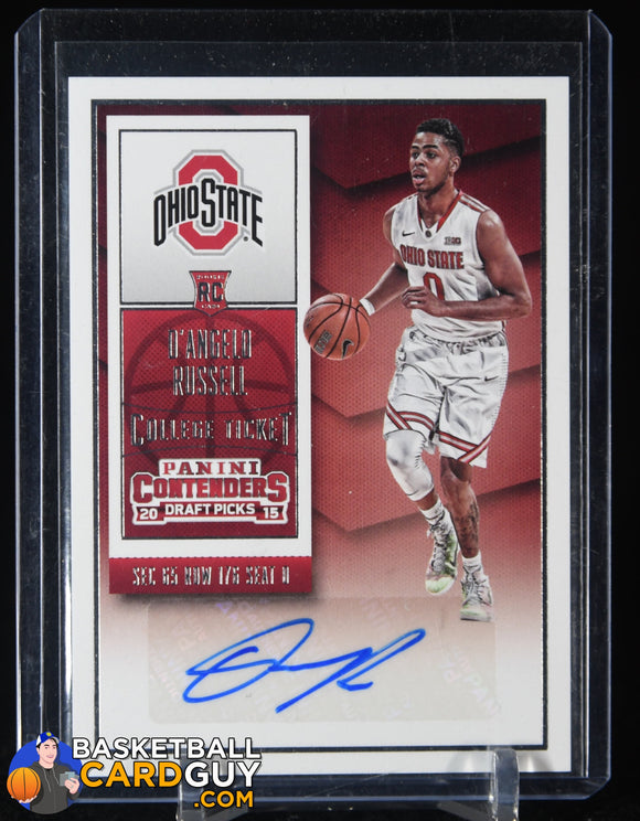 D’Angelo Russell 2015-16 Panini Contenders Draft Picks #112A AU/White jersey auto, autograph, basketball card, rookie card