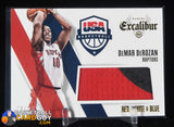 DeMar DeRozan 2014-15 Panini Excalibur Red White and Blue Jerseys Prime #4 #/25 basketball card, game used, numbered, patch, team usa