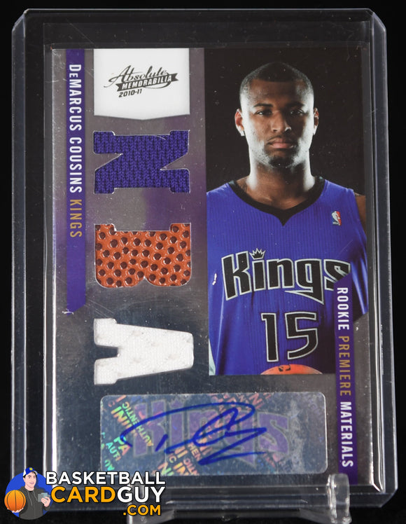 DeMarcus Cousins 2010-11 Absolute Memorabilia #155 JSY AU #/499 RC autograph, basketball card, jersey, numbered, patch