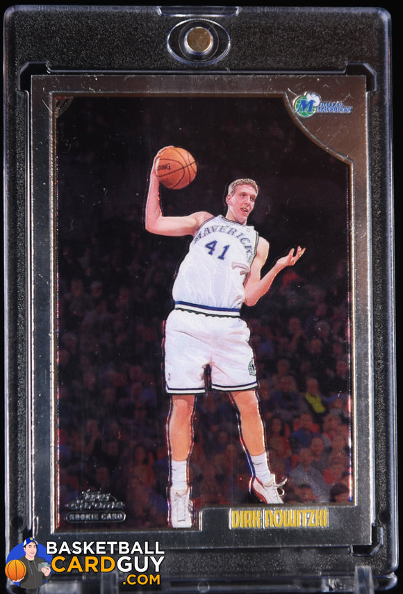 Dirk Nowitzki 1998 - 99 Topps Chrome #154 RC basketball card, rookie card