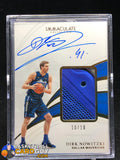 Dirk Nowitzki 2018-19 Immaculate Collection Sneaker Swatches Signatures Jumbo #/10 autograph, basketball card, numbered, patch, shoe