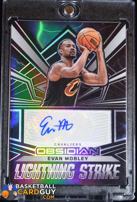 Evan Mobley 2022 - 23 Panini Obsidian Lightning Strike Signatures #5 #/99 auto, autograph, basketball card, numbered