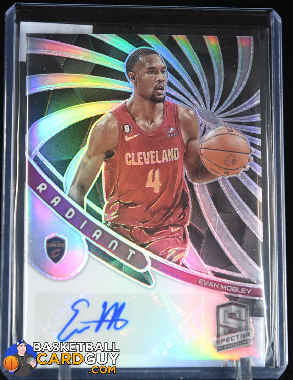 Evan Mobley 2022 - 23 Panini Spectra Radiant Signatures #12 #/99 auto, autograph, basketball card, numbered