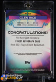 Glen Rice 2021 Finest Autographs Gold Refractors #FAGR #/50 autograph, basketball card, numbered